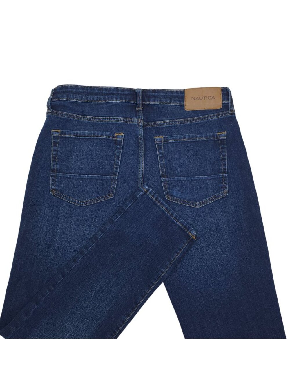 Nautica Mens Dark Wash Athletic Slim Jeans Size 34x32 Cotton Blend Comfortable